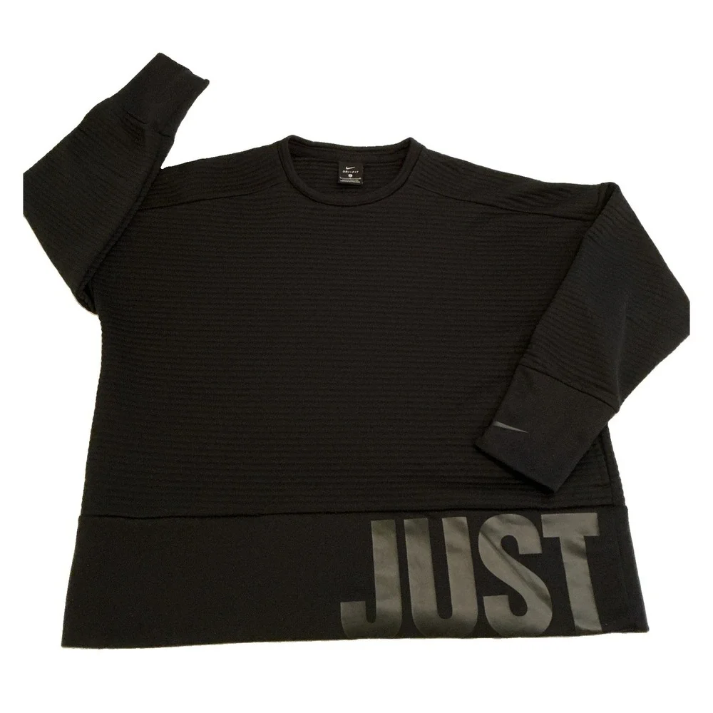Nike Dri Fit Training Cropped Sweatshirt Just Do It Black Women's Large